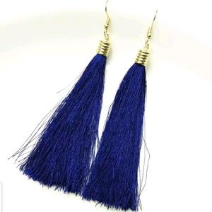 Beautiful Long Tassel Earring Navy Blue